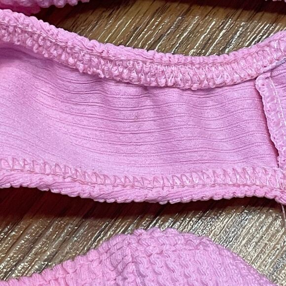 PrettyLittleThings High Waist Bikini Bottom Pink Crinkle Swim Coastal Swimsuit 4 - Picture 7 of 7